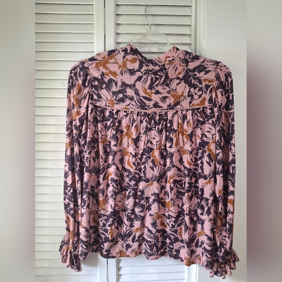Anthropologie Pink and Black Floral Blouse. BL^NK LONDON X - Picture 7 of 7